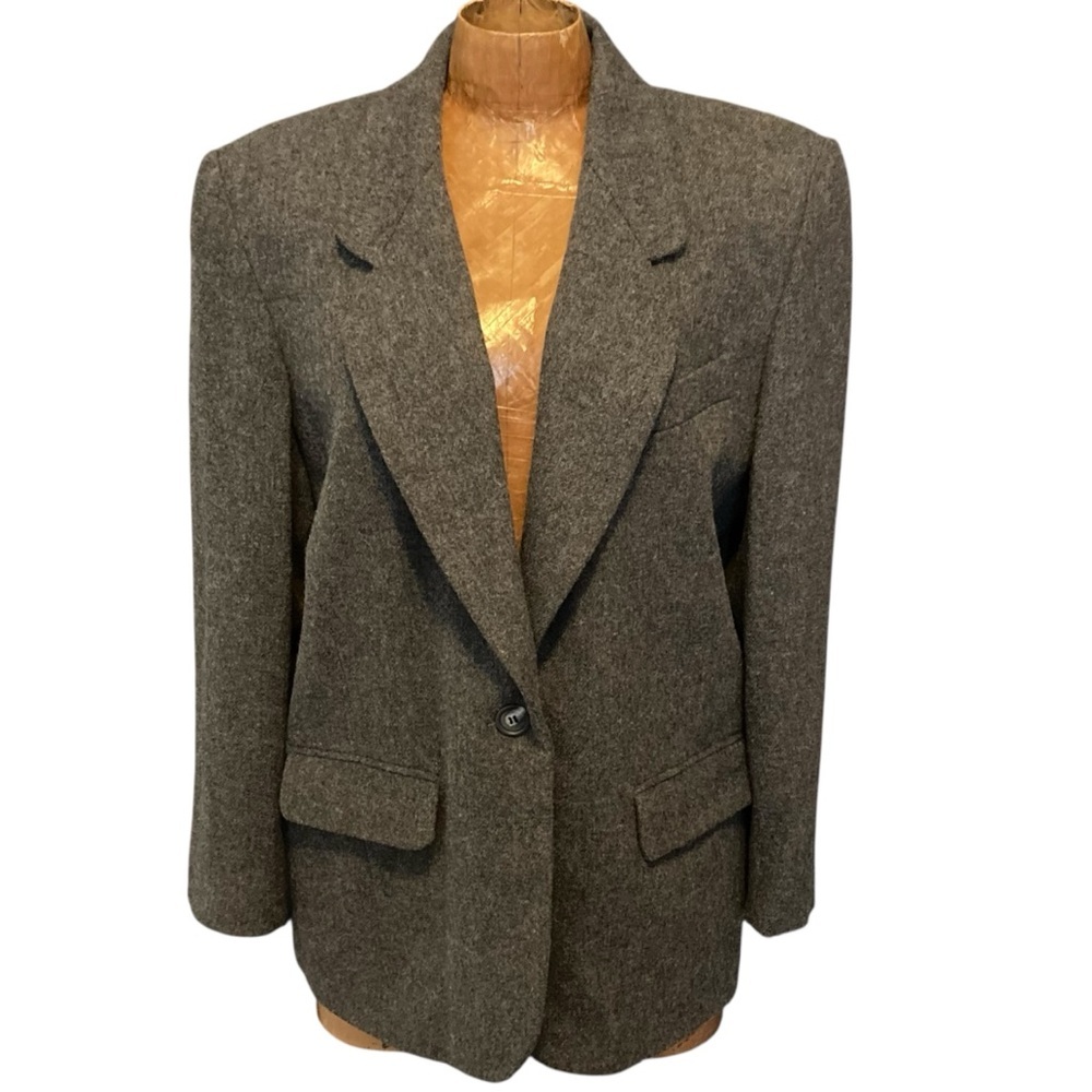 VTG Casual Corner 100% Wool Charcoal Blazer | Made in‎ USA | Lining Discolored